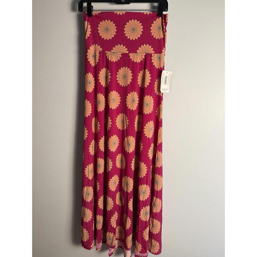LuLaRoe Maxi Skirt Dress Pink Mauve Flower Floral Flowy High Yoga Waist  XS NWT